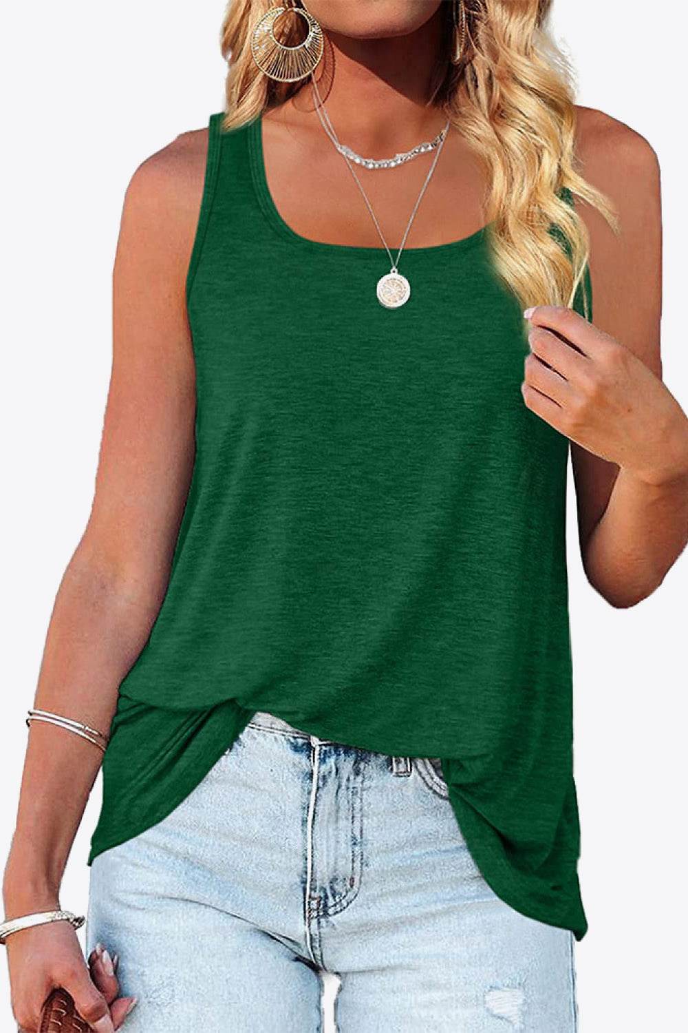 Curved Hem Square Neck Women Tank