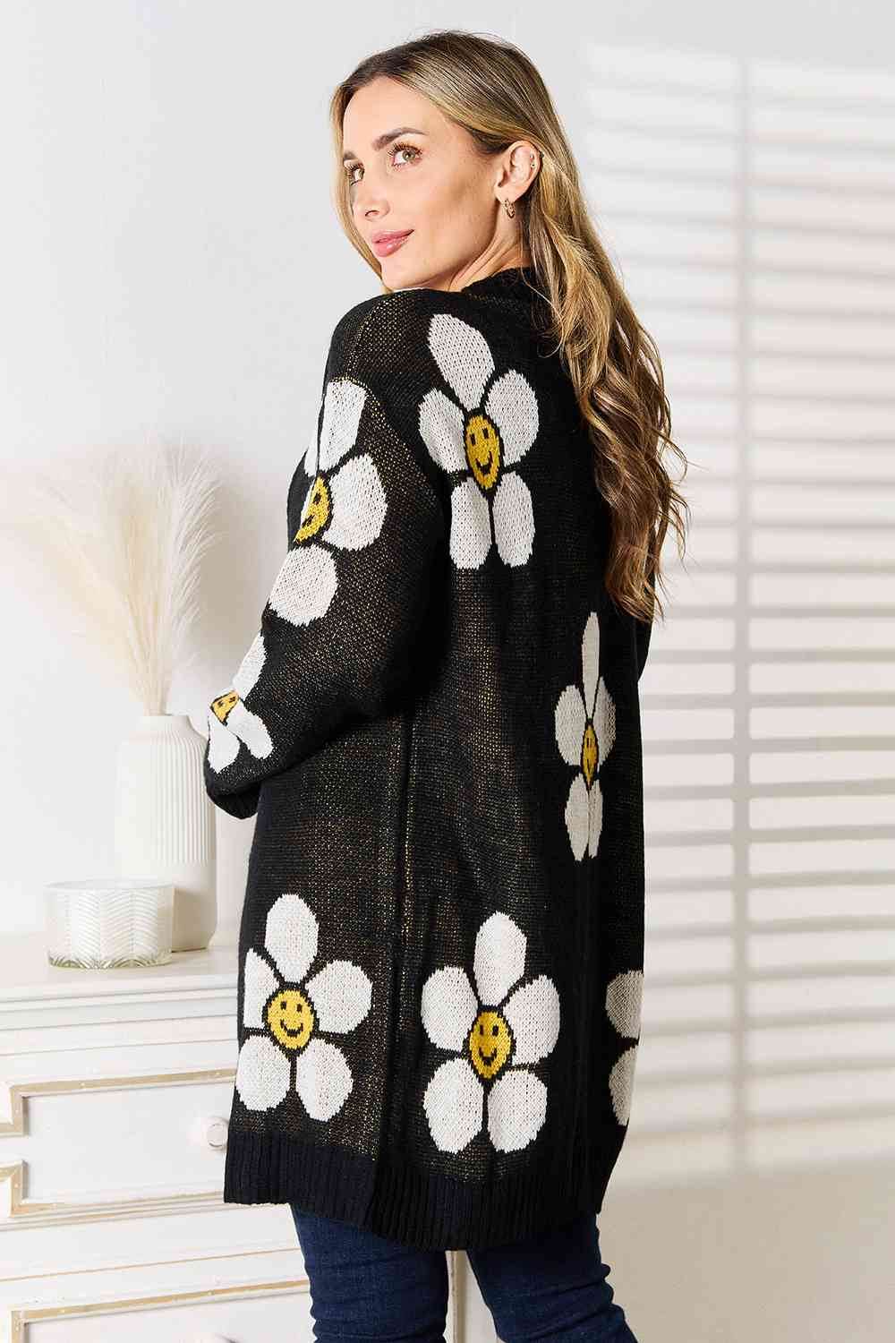 Double Take Floral Button Down Longline Women Cardigan