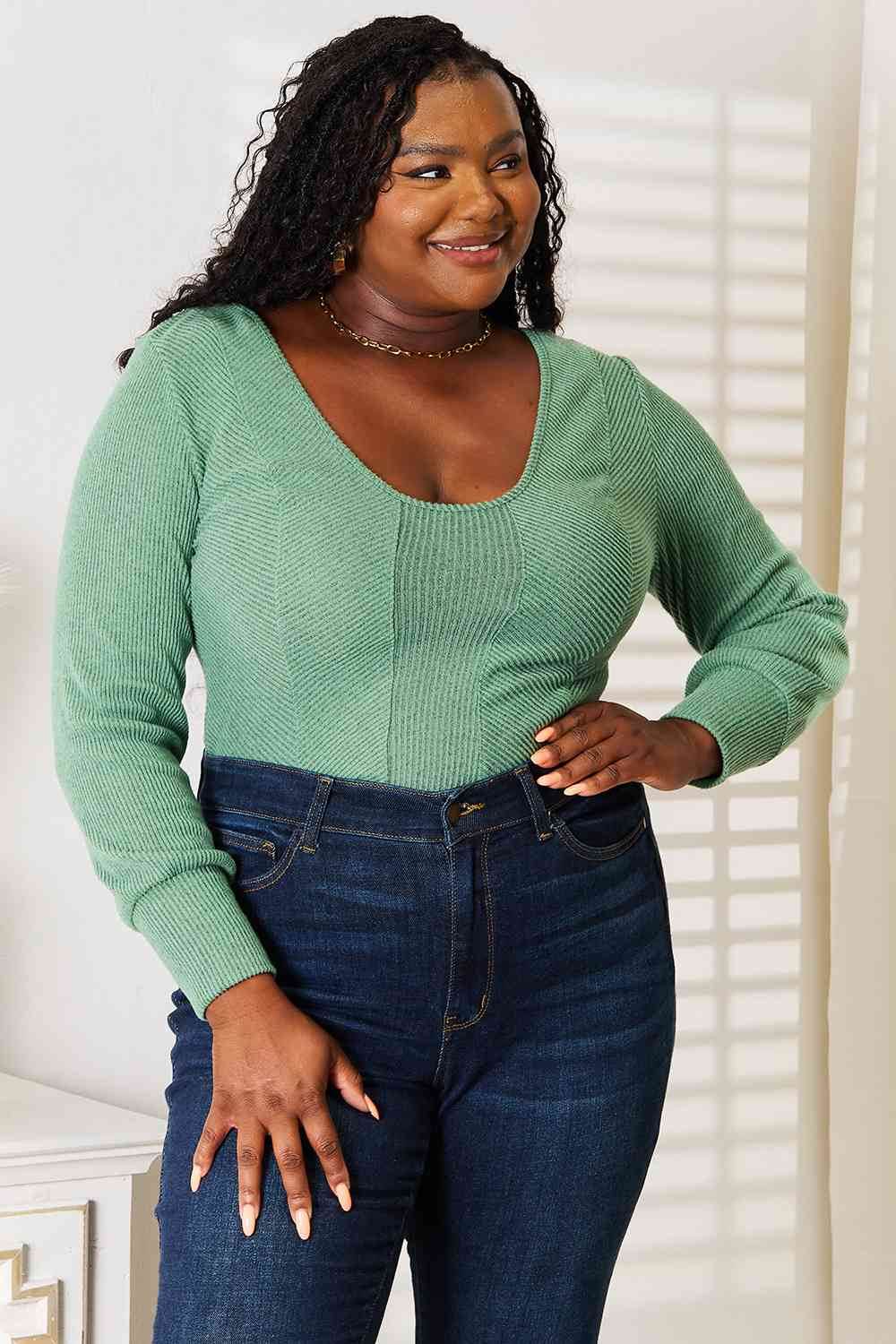 Basic Bae Scoop Neck Long Sleeve Women Top