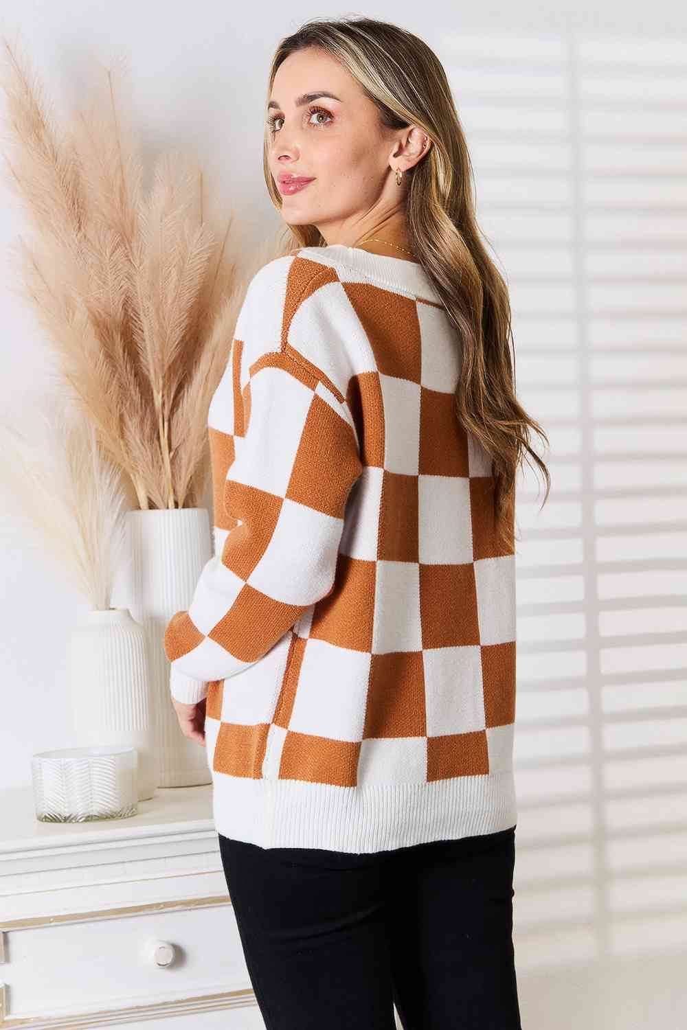 Double Take Button-Up V-Neck Dropped Shoulder Women Cardigan