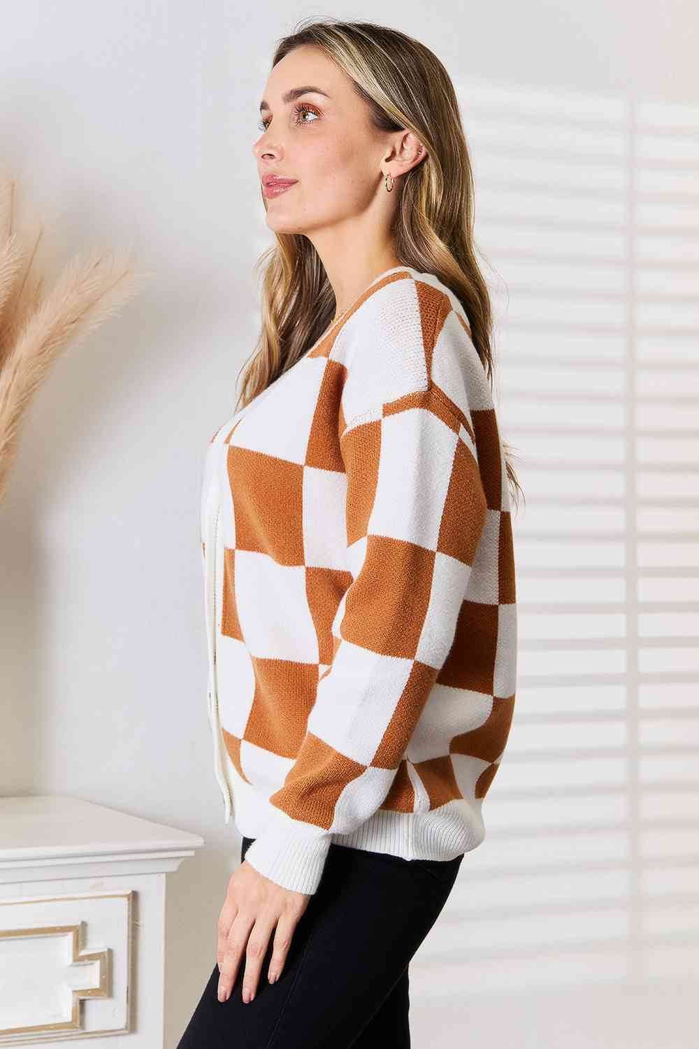 Double Take Button-Up V-Neck Dropped Shoulder Women Cardigan