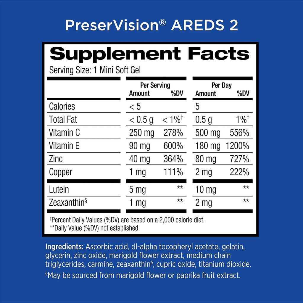 PreserVision AREDS 2 - 210 count Soft Gels - Eye Vitamin & Mineral Supplement - EXP 08/2027