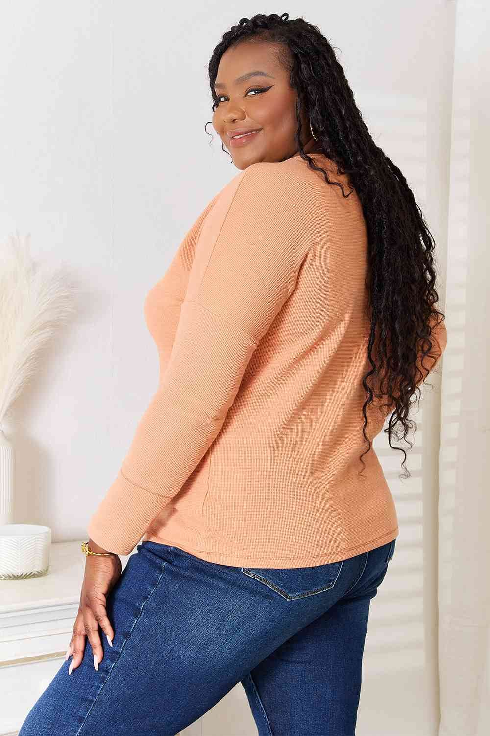 Basic Bae Half Button Long Sleeve Women Top