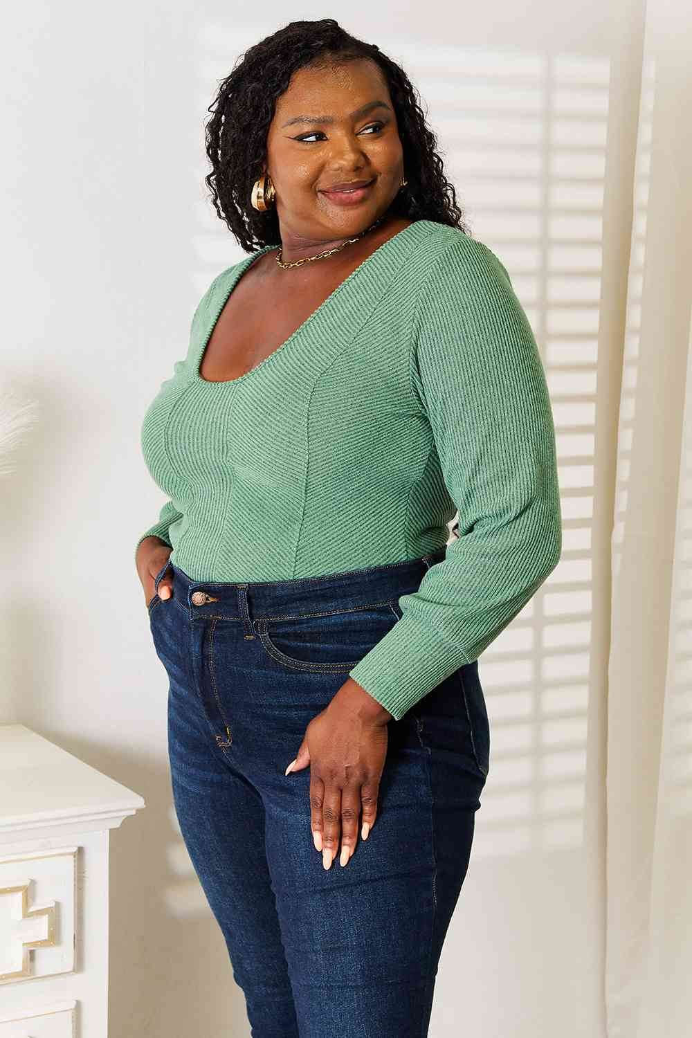 Basic Bae Scoop Neck Long Sleeve Women Top