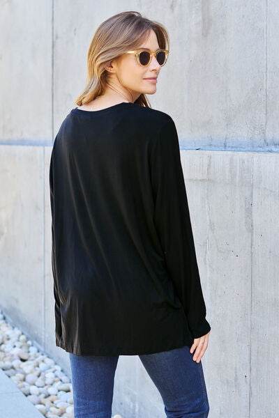 Basic Bae Full Size V-Neck Long Sleeve Women Top