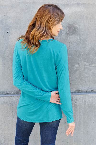 Basic Bae Full Size V-Neck Long Sleeve Women Top