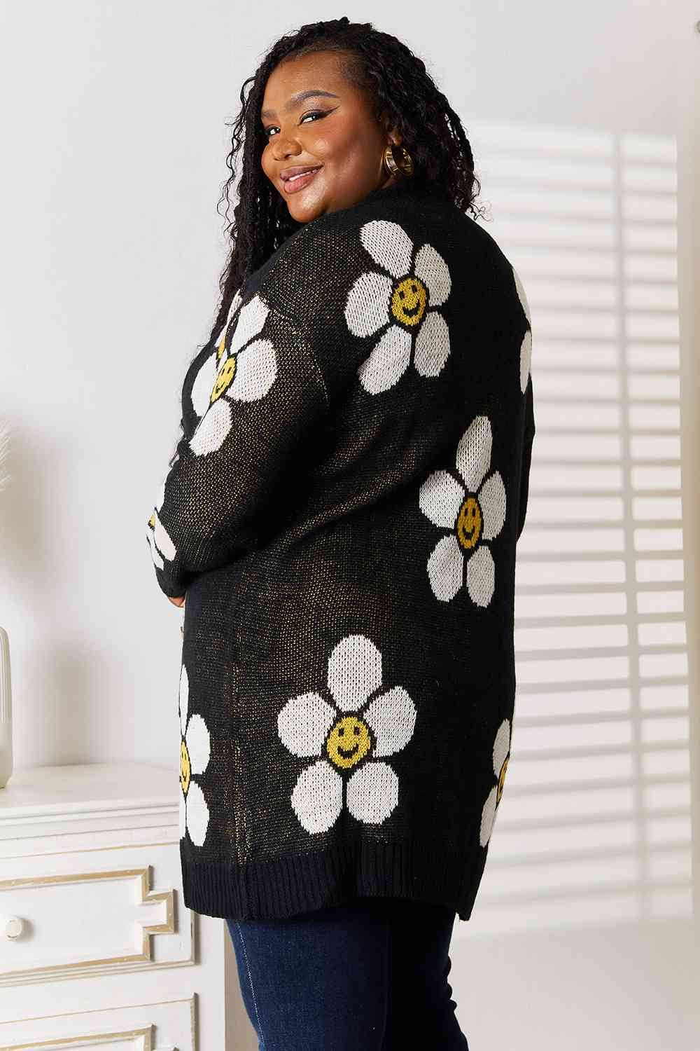 Double Take Floral Button Down Longline Women Cardigan