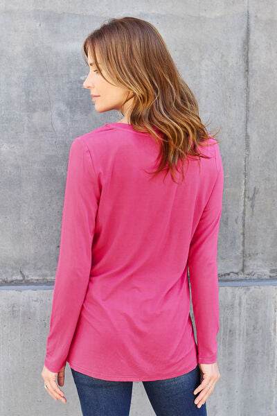 Basic Bae Full Size V-Neck Long Sleeve Women Top