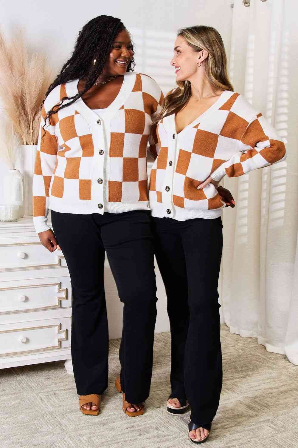 Double Take Button-Up V-Neck Dropped Shoulder Women Cardigan