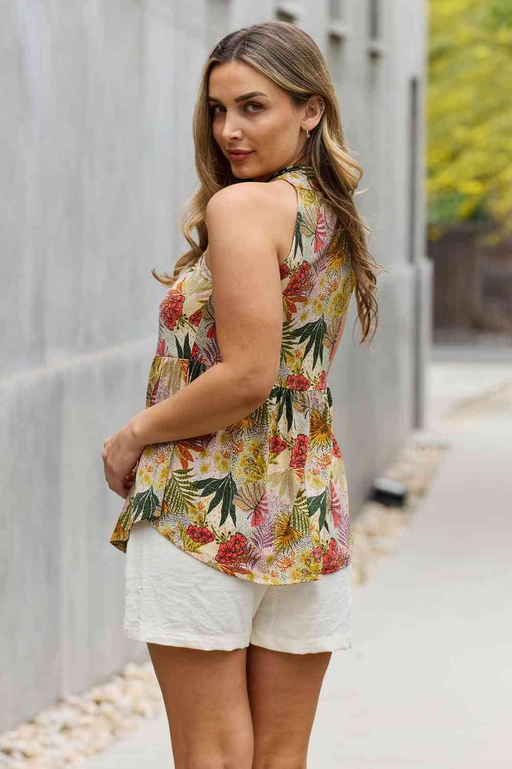 Be Stage Full Size Floral Halter Women Top